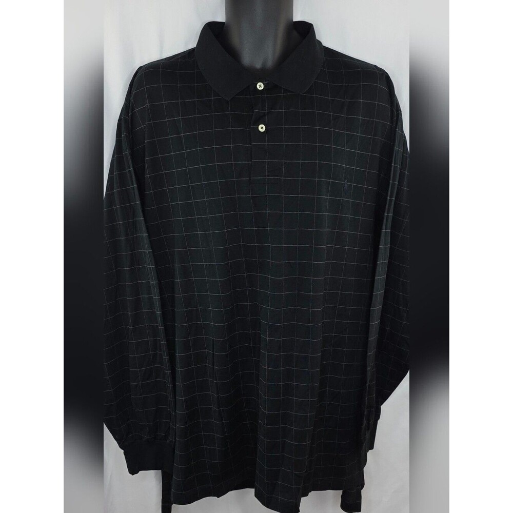 Polo Ralph Lauren Men's Black Windowpane Long-Sleeve Polo Large Tall CU-3708